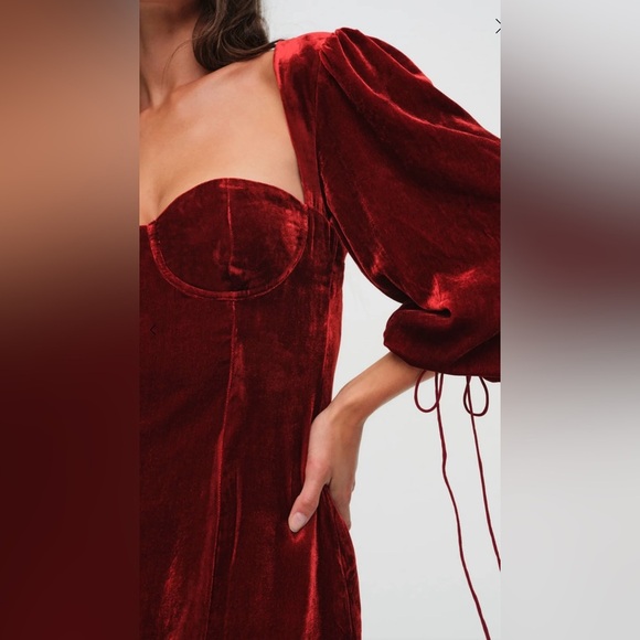 NWT For Love & Lemons Nadine Velvet Mini Dress Size XS - Picture 4 of 10